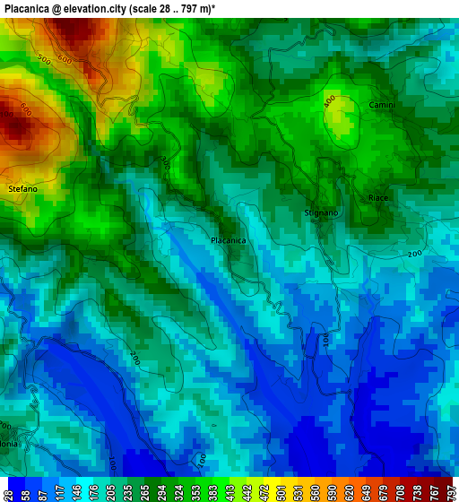 Placanica elevation map