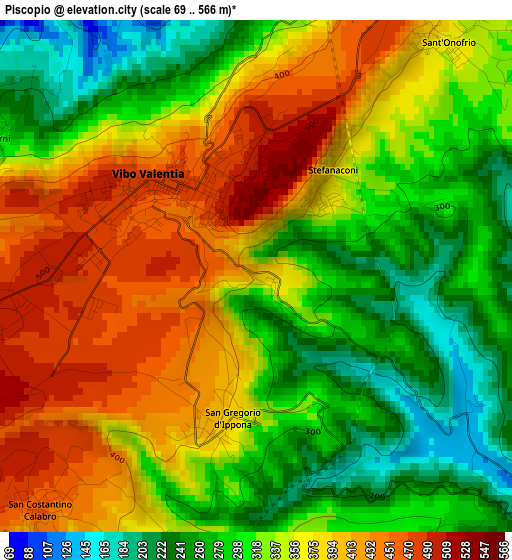 Piscopio elevation map