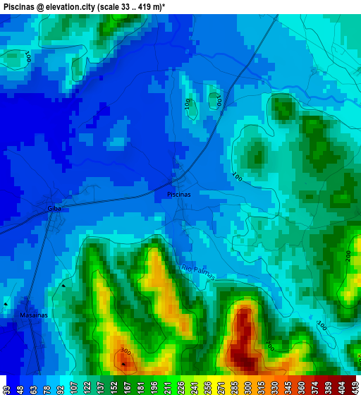 Piscinas elevation map