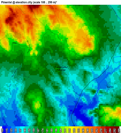 Pimentel elevation map