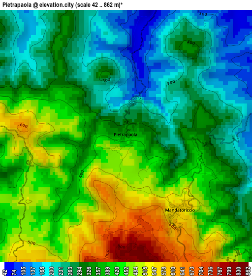 Pietrapaola elevation map