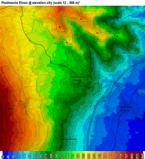 Piedimonte Etneo elevation map