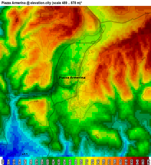 Piazza Armerina elevation map