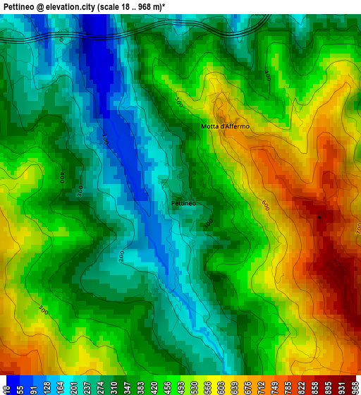 Pettineo elevation map