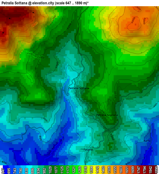 Petralia Sottana elevation map