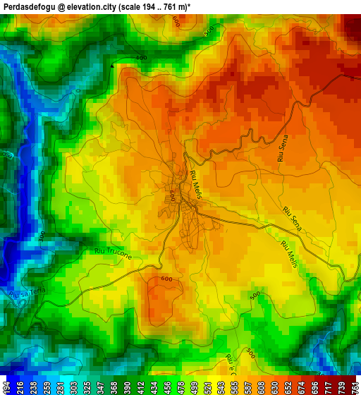 Perdasdefogu elevation map