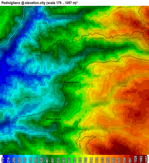 Pedivigliano elevation map