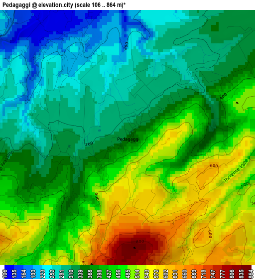 Pedagaggi elevation map