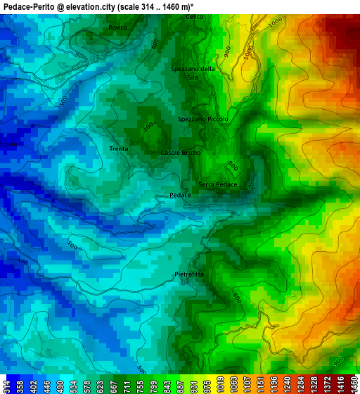 Pedace-Perito elevation map