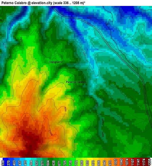 Paterno Calabro elevation map