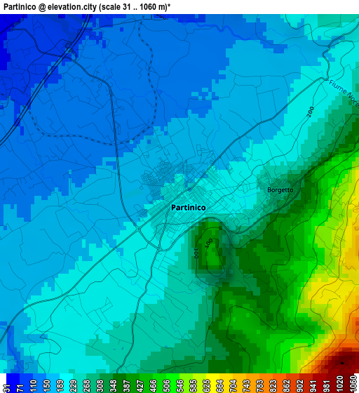 Partinico elevation map