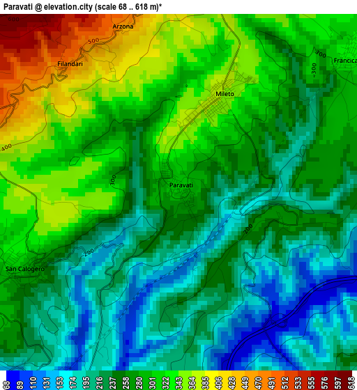 Paravati elevation map