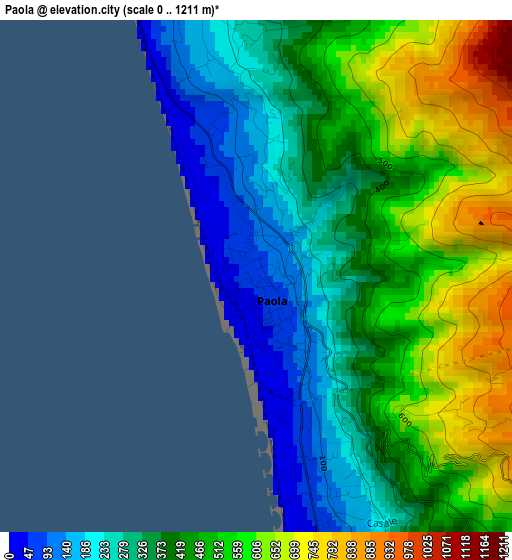 Paola elevation map