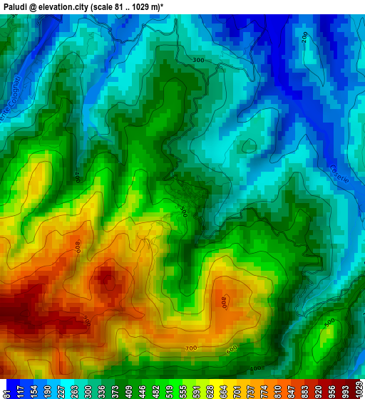 Paludi elevation map