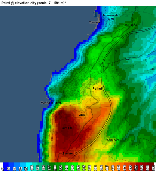 Palmi elevation map