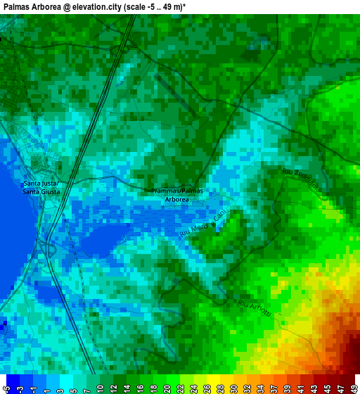 Palmas Arborea elevation map