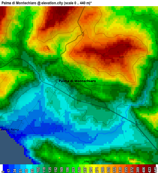 Palma di Montechiaro elevation map