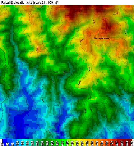 Palizzi elevation map