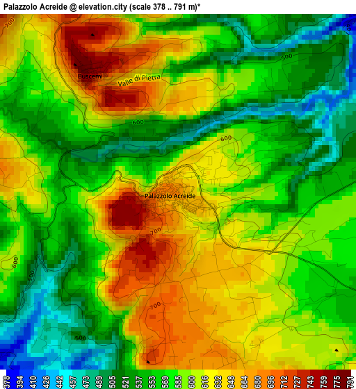 Palazzolo Acreide elevation map