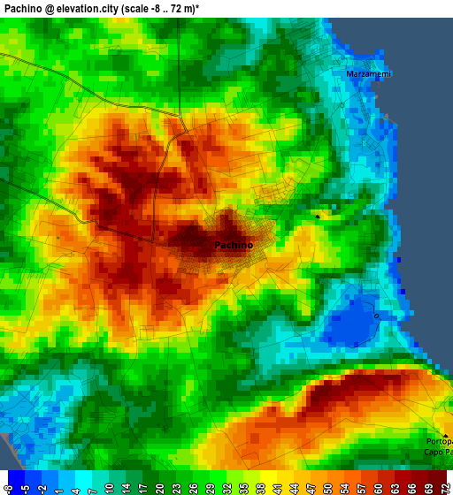 Pachino elevation map