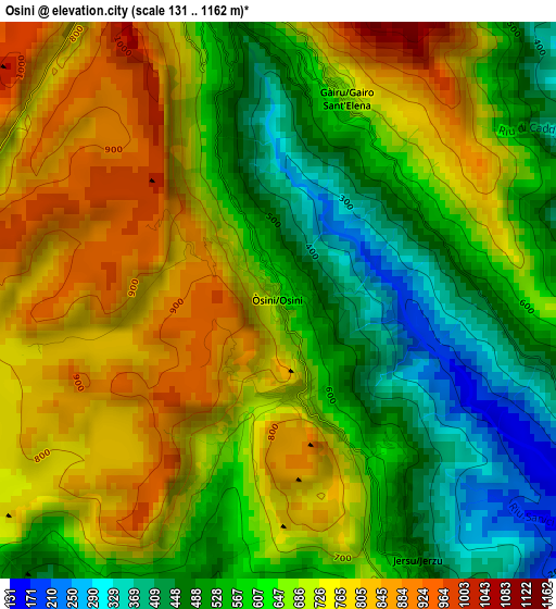 Osini elevation map