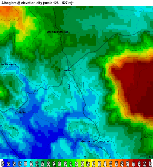 Albagiara elevation map