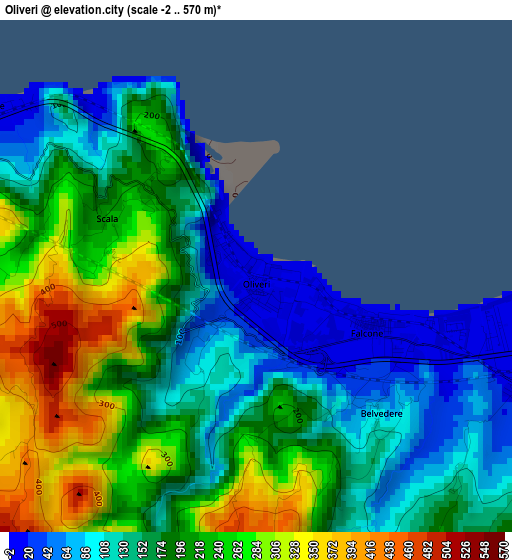 Oliveri elevation map