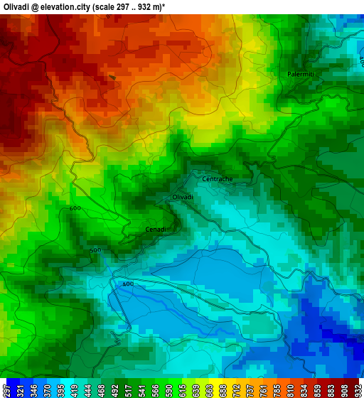 Olivadi elevation map