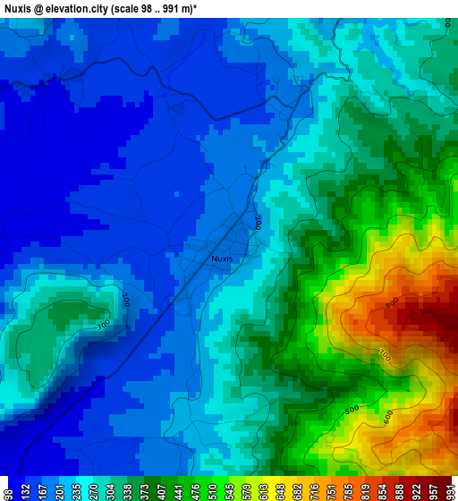 Nuxis elevation map