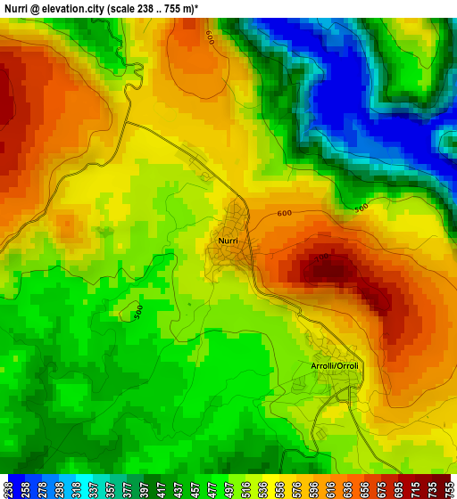 Nurri elevation map