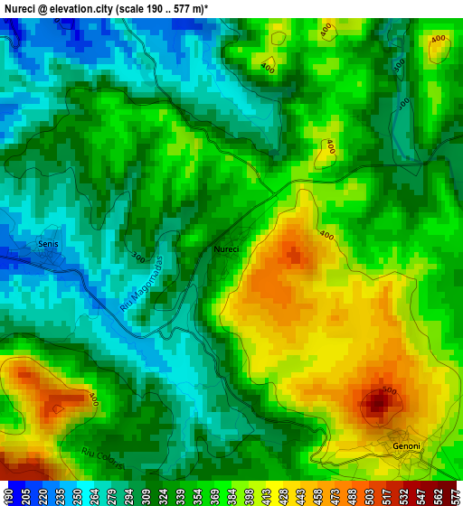 Nureci elevation map