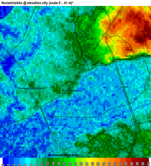 Nuraxinieddu elevation map