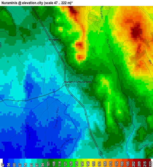 Nuraminis elevation map