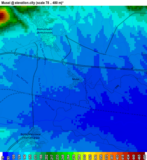 Musei elevation map