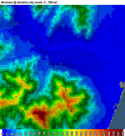 Muravera elevation map