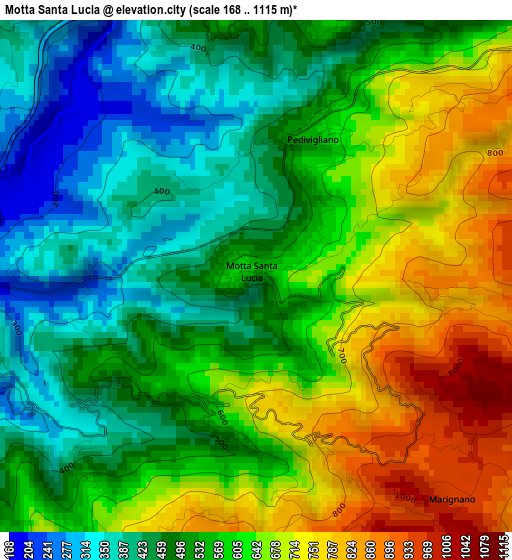 Motta Santa Lucia elevation map