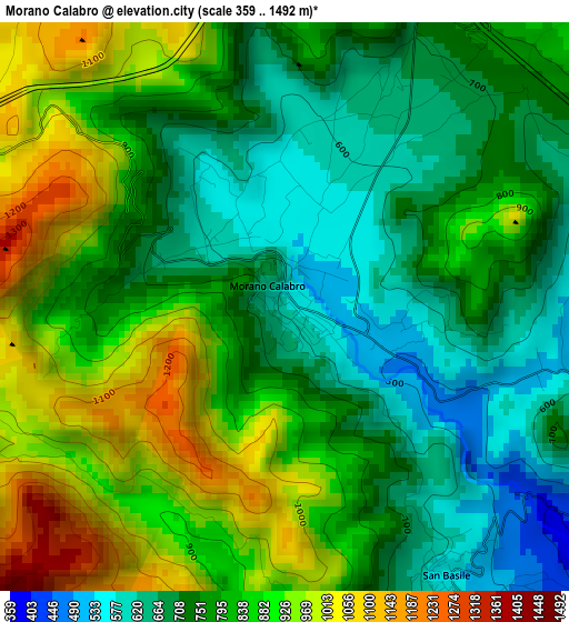 Morano Calabro elevation map