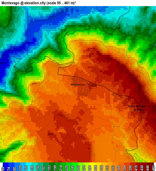 Montevago elevation map