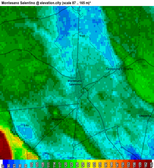 Montesano Salentino elevation map