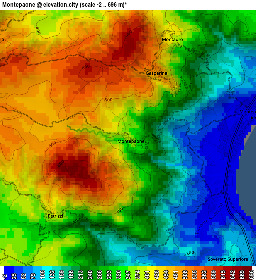 Montepaone elevation map