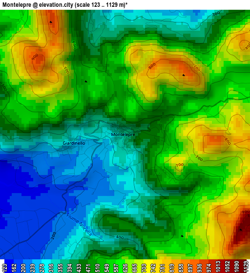 Montelepre elevation map