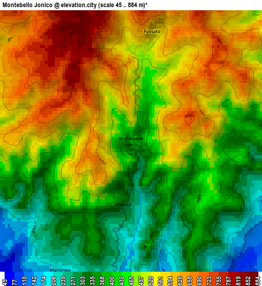 Montebello Jonico elevation map