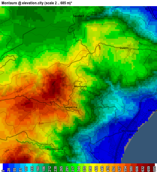 Montauro elevation map