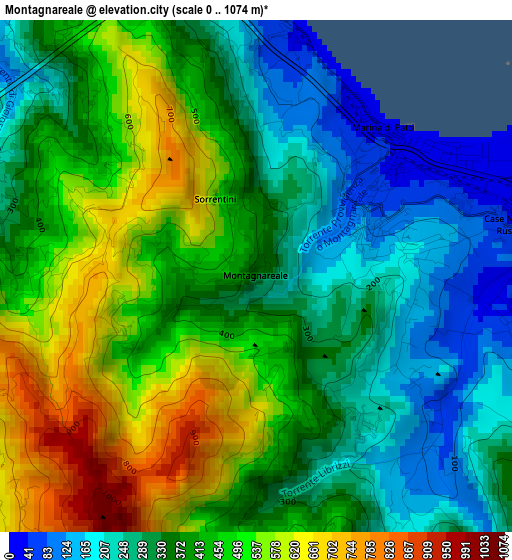 Montagnareale elevation map