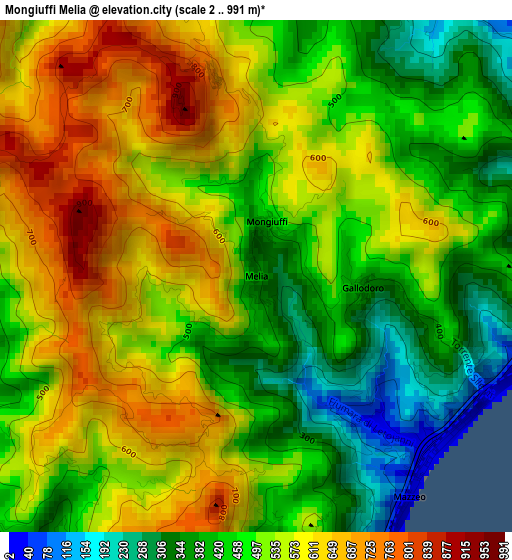 Mongiuffi Melia elevation map