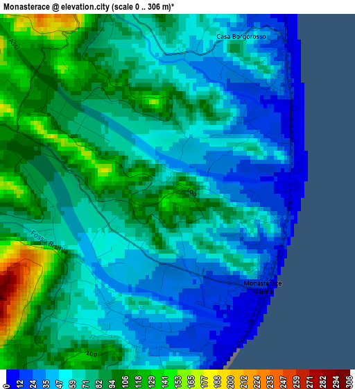 Monasterace elevation map