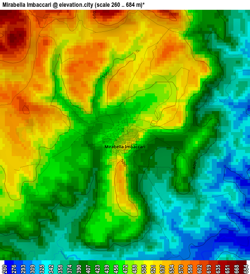 Mirabella Imbaccari elevation map