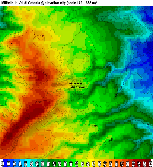 Militello in Val di Catania elevation map