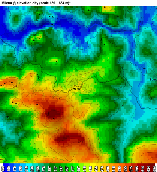 Milena elevation map