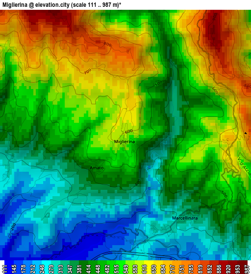 Miglierina elevation map